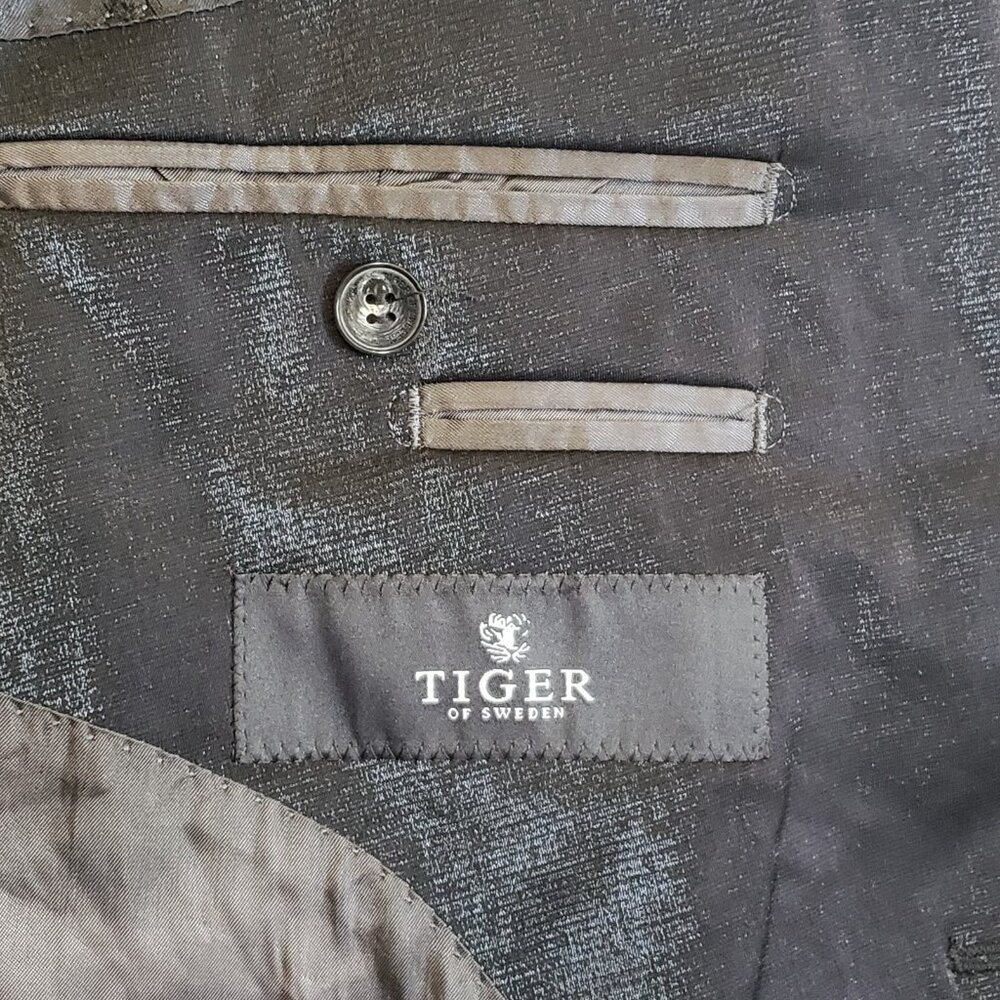 Tiger of Sweden Men Blazer 52 Button Blue Iridescent Single Breasted Jacket - Picture 9 of 11